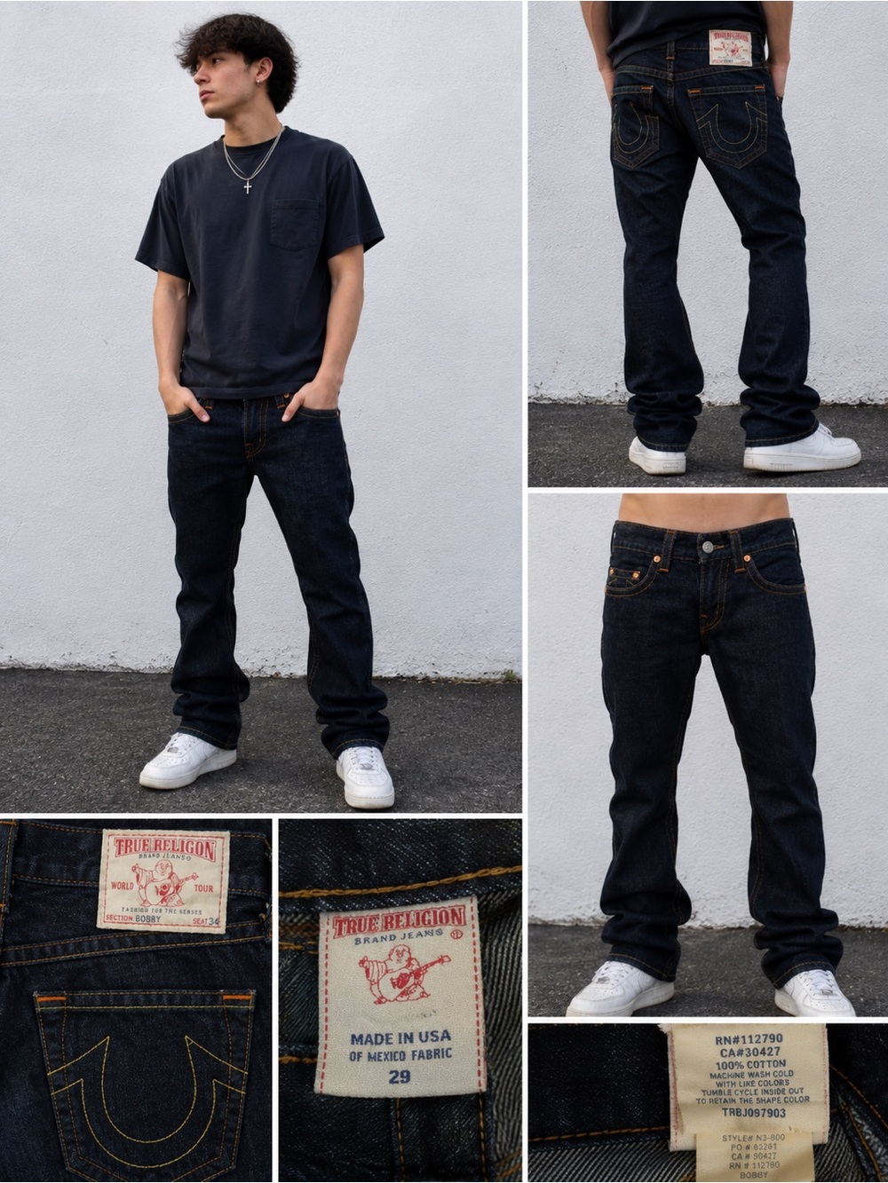 True Religion Bobby Jeans Men’s 29 Made in USA Dark Wash Straight Leg Y2K